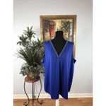 Avenue  Women’s Sleeveless Top Blue Beaded V-Neck Plus Size 22/24 Tunic Pullover Photo 1