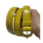 Rayman/Ridless Yellow Snake Print Leather Belt M Made In Thailand Size M Photo 0
