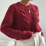 Aeropostale  Burgundy Maroon Cable Knit Sweater Women’s Size XL Photo 8