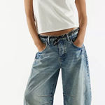 We The Free  Good Luck Mid-Rise Barrel Jeans 26 Ultra People Light Beam Photo 0