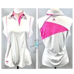 Adidas Golf Puremotion driFit white and pink sleeveless polo top size medium Photo 1