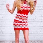 Arden B Vintage Zig Zag One Shoulder Bodycon Sexy Slimming Short Cocktail Dress Photo 0