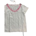 Lemlem NEW  Bella Tee 100% cotton white pink trim sz small Photo 4