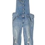 Hollister Light Wash Distressed Denim Overalls Sz XS Boho Western Photo 0
