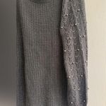 Lane Bryant  Grey Metallic Beaded Knit Crochet Style Sleeve Sweater - size 14/16 Photo 1