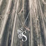 Letter S Initial Butterfly Necklace Silver Photo 2