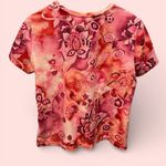 Caribbean Joe Cute Y2K pink lotus fairy stretchy top tropical gold short sleeve Photo 2