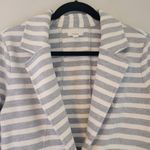 Caslon  Gray and Cream Striped Sweatshirt Blazer Photo 1