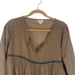 Live Happy Women's Size S/M Sage Green‎ Sheer Boho Long Sleeve Babydoll Top Photo 1