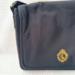 Ralph Lauren Lauren Vintage Black Front Flap Messenger Bag Gold Crest Unisex Photo 2