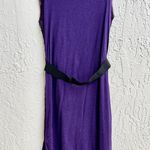 Lanvin Sleeveless Cotton Blend Scoop Neck Belt Midi Dress Purple Women's S / M Photo 8