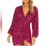 Retrofête Retrofete Edith Mini Dress in Orchid Pink Sequin Size Large NWT V Neck Photo 0