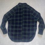 Double Zero Women’s  Green Navy Plaid Flannel Shirt Jacket Oversized Shacket Sz S Photo 1