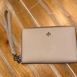 Tory Burch  Zip Around Smartphone Wristlet Wallet French Gray Leather NWT Silver Photo 0