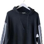 StitchDrop Fuzzy Black Grey Cozy Oversized Hooded Sweater Dress Sleeves Sz XL Black Photo 2