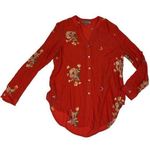 Figueroa & Flower women's medium red tunic embroidered floral shirt long johnny Photo 0