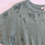 LNA Carlton Merino Wool Cotton Distressed Sweater: Astoria Forest Green Photo 9
