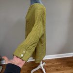 Soft Surroundings  Chartreuse Linen Crinkled Gauze Button Shirt Top Womens Large Photo 3