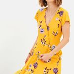 Free People  lost in you golden yellow flower high low midi short sleeve dress M Photo 0
