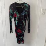 Black Halo  Ruched Midnight Floral Bodycon Dress size 6 Photo 2