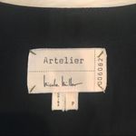 Nicole Miller  100% Silk Long Sleeve Top V-Neck‎ Color Block Black Gray Size XS Photo 4