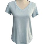 Style & Co Petite Small Top Cap Sleeve V-Neck Burnout Fabric Hi-Low Hem Blue New Photo 0