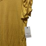 Ophelia Roe V-Neck Top Blouse Women’s Size XL Mustard Yellow Puff Sleeve Photo 3
