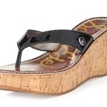 Sam Edelman  faux croc print Romy black cork wedge thong Sandals Women’s size 9.5 Photo 0