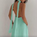 Elegant Mint Green Halter Maxi Dress Size 0 Photo 3
