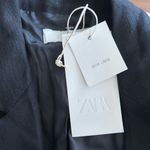 ZARA NWT  Linen Blend Black Oversized Blazer Size Medium Single Button Photo 3