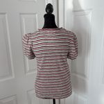 Madewell  Black and Red Striped Short Sleeve Top Photo 9