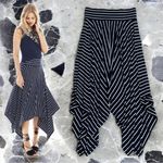 CAbi  Navy and White Asymmetrical Twirl Maxi Skirt Summer Flirty 5183 Size S Photo 1