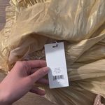 Love Shack Fancy NWT  Silk Lurex Pleated Bryce Dress in Golden Hour Photo 7