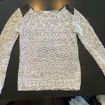 Charming Charlie Grayish long sleeve thick tee with black shoulders Photo 0