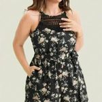 NWT! Black floral crochet insert belted pocket romper size 18–20 or 2X Photo 2