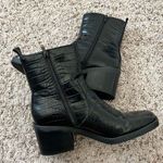 Bleecker and Bond  Croc Platform Boots Leather Square Toe Block Heel Black Size 11 Photo 7