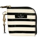 Kate Spade  Mini Black White Stripe Patent Side Zip Card Holder Wallet Photo 0