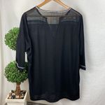 Urban Coco  Black & White Embroidered Half Sleeve Tunic Top NEW L Photo 3