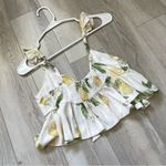 Charlie Holiday Tank Top lemon print open tie front womens White (size 4) summer Photo 3