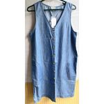 Wonderly Chambray Denim Tunic Sheath Shirt Dress Size M Blue Pockets Womens Photo 3