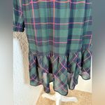 J.Crew  Glendale Tartan Plaid Dress Ruffled Navy Green Red Size Medium Photo 3