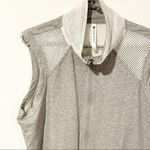 Fabletics  Size Large Gray White Perforated Open Zip Up Sleeveless Jacket Photo 1