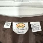 Talbots Vintage Petites Silk Taupe Brown Silver Flower Line-work Embroidered Ski Photo 5