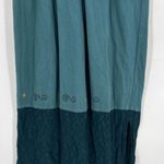 Fenini Women's Artsy Embroidered Castle Maxi Dress Teal Green Medium CottageCore Blue Photo 5