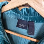 Daytrip ‎ Teal Velvet Button Down Tunic Top Size XL Photo 4