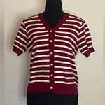SheIn DAZY- Red Striped Button‎ Through Cardigan Size XL Photo 2