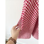Abercrombie & Fitch NWT  V-Neck Linen-Blend Mini Dress Red Gingham Small Photo 6