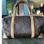 Authentic CELINE C Horse Carriage Hand Boston Bag Canvas Leather Brown Photo 1