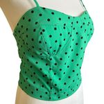 Gianni Bini NWT Junior’s XL Green Crop Cami Top Black Polka Dot Summer Retro Photo 0