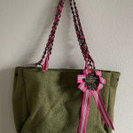 Goldie  Olive Tote with Pink Ribbon Detail Photo 0